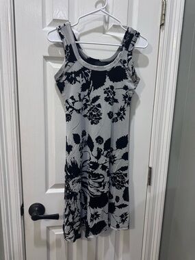 Karen Kane Black and Gray Floral Tank Midi Dress